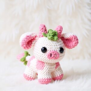 Strawberry Cow Amigurumi Crochet Pattern - Adorable DIY Stuffed Animal Toy - Instant Download PDF