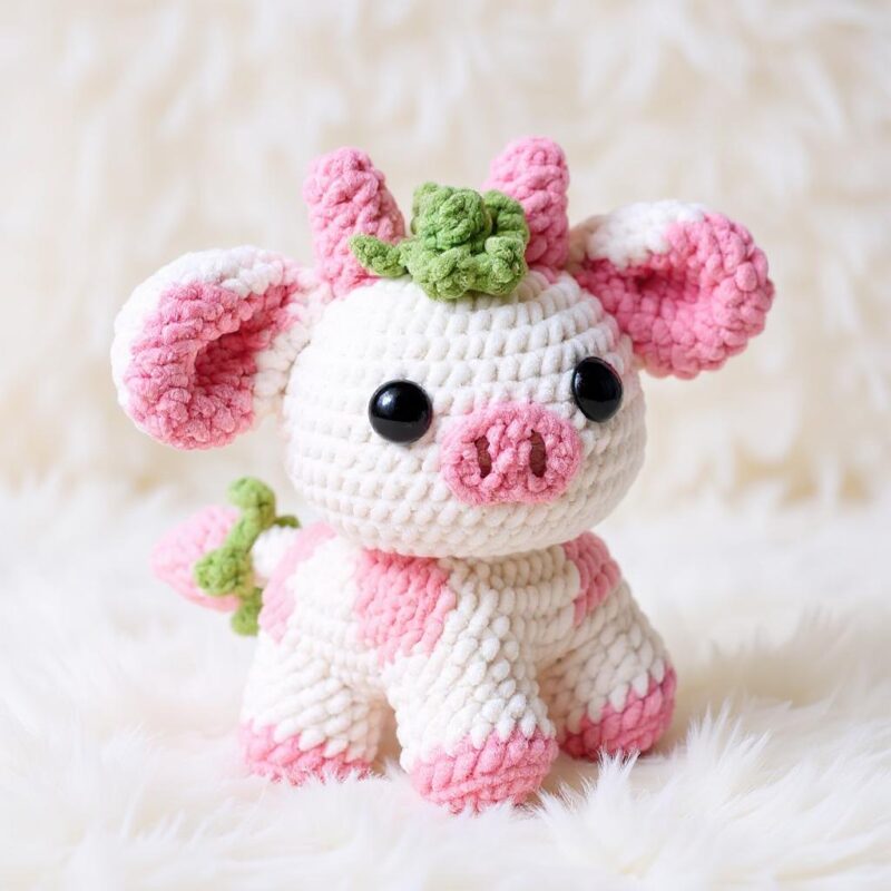Strawberry Cow Amigurumi Crochet Pattern - Adorable DIY Stuffed Animal Toy - Instant Download PDF - Image 3
