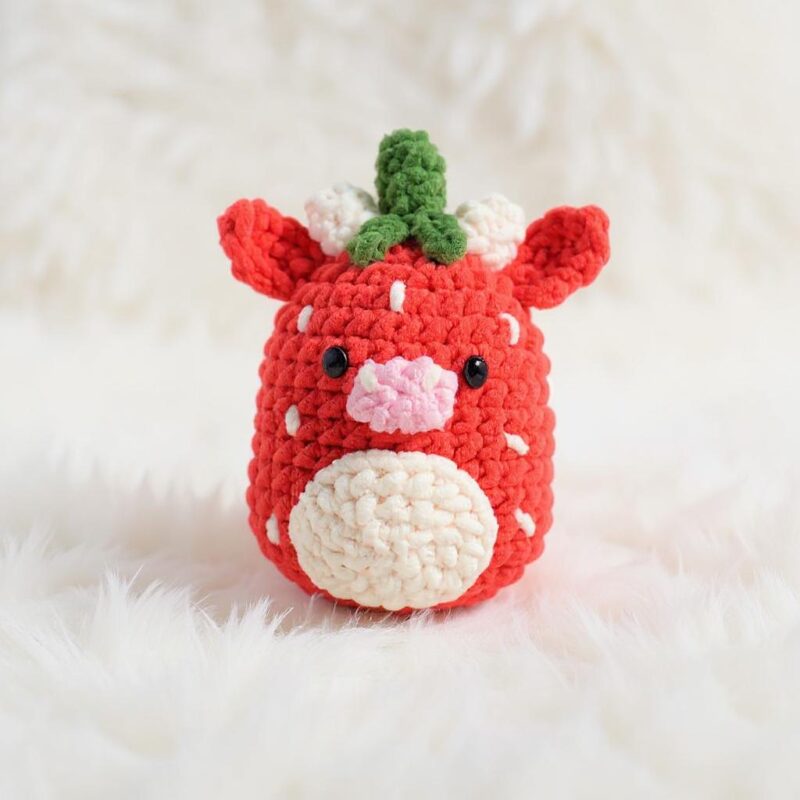 Strawberry Cow Amigurumi Crochet Pattern - Adorable DIY Stuffed Animal Toy - Instant Download PDF