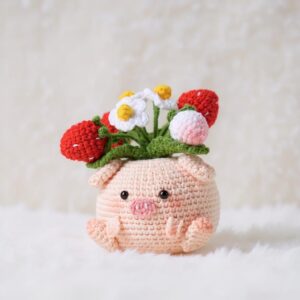 Strawberry Pig Pot Amigurumi Crochet Pattern - Adorable DIY Stuffed Animal - Instant Download PDF