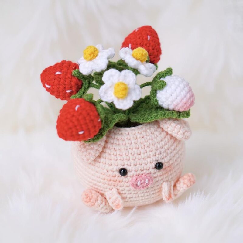 Strawberry Pig Pot Amigurumi Crochet Pattern - Adorable DIY Stuffed Animal - Instant Download PDF - Image 2