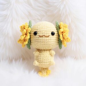 Sunflower Axolotl Amigurumi Crochet Pattern - Adorable DIY Stuffed Animal Toy - Instant Download PDF