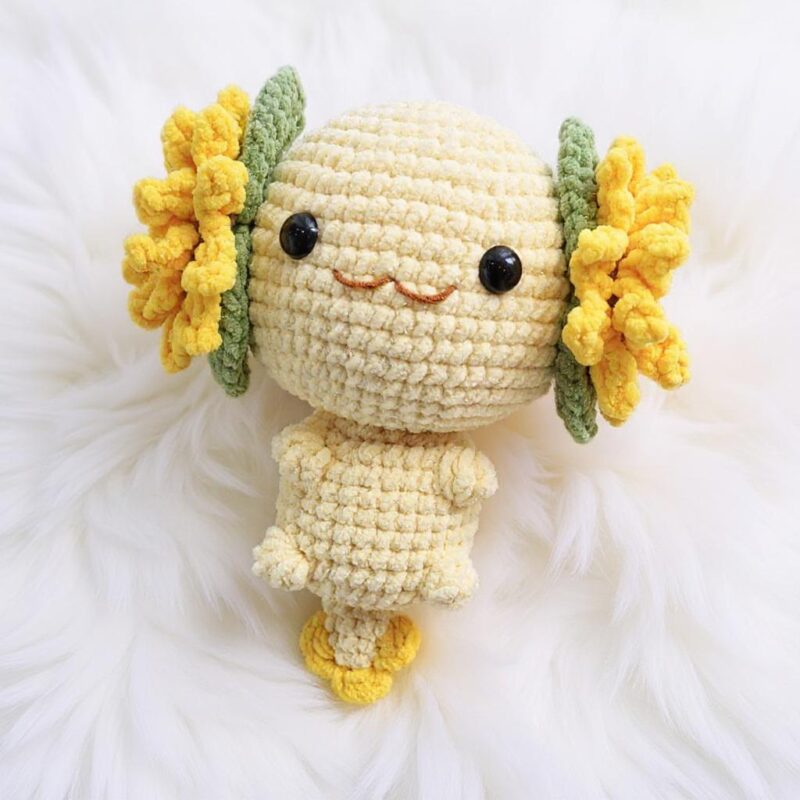 Sunflower Axolotl Amigurumi Crochet Pattern - Adorable DIY Stuffed Animal Toy - Instant Download PDF - Image 2