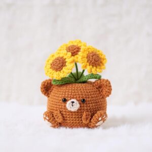 Sunflower Bear Amigurumi Crochet Pattern - Adorable DIY Stuffed Animal Toy - Instant Download PDF