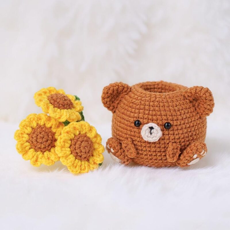 Sunflower Bear Amigurumi Crochet Pattern - Adorable DIY Stuffed Animal Toy - Instant Download PDF - Image 3