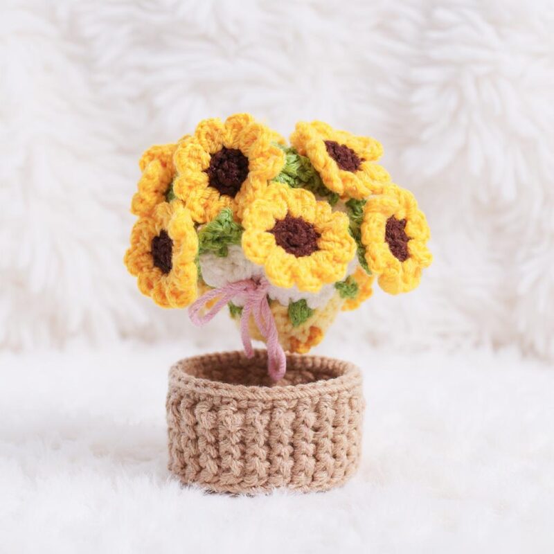 Sunflower Coaster and Pot Amigurumi Crochet Pattern - Cute DIY Home Decor - Instant Download PDF - Image 3
