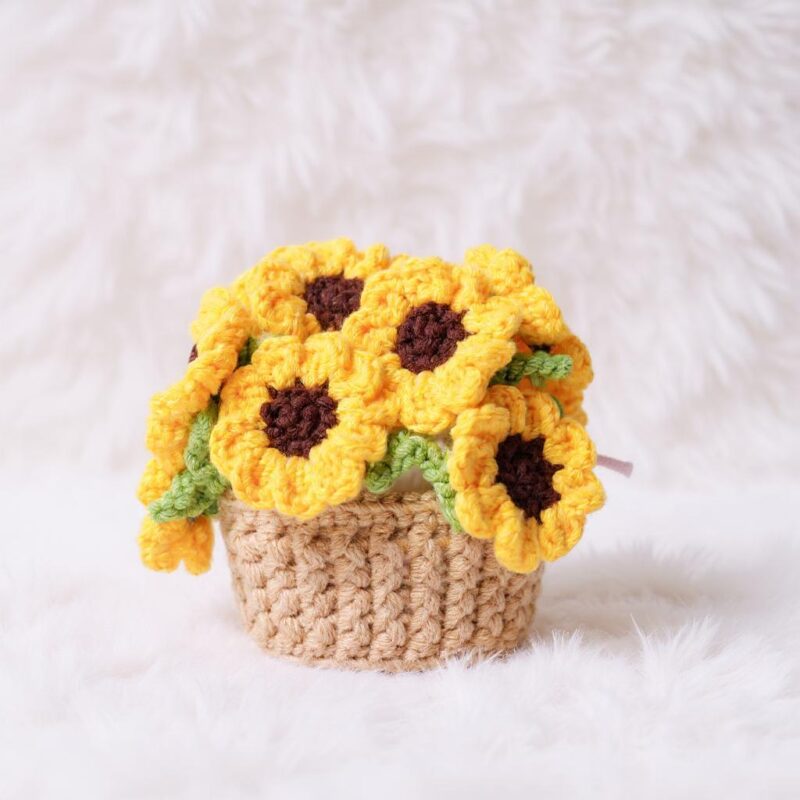 Sunflower Coaster and Pot Amigurumi Crochet Pattern - Cute DIY Home Decor - Instant Download PDF - Image 5