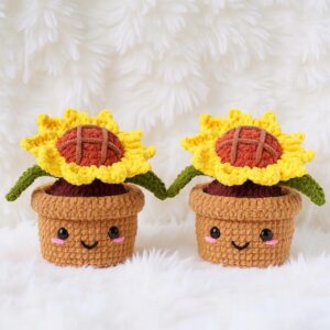 Sunflower Amigurumi Crochet Pattern - Cheerful DIY Potted Plant Decor - Instant Download PDF