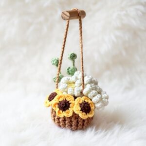 Sunshine Bouquet Basket Crochet Pattern - Charming DIY Home Decor - Instant Download PDF