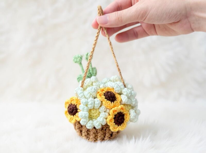 Sunshine Bouquet Basket Crochet Pattern - Charming DIY Home Decor - Instant Download PDF - Image 3