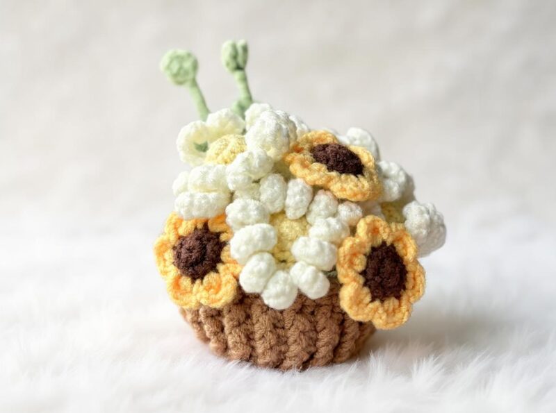 Sunshine Bouquet Basket Crochet Pattern - Charming DIY Home Decor - Instant Download PDF - Image 4