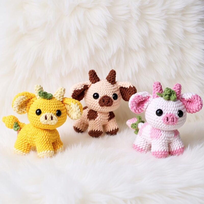 Sweet Treat Cows Amigurumi Crochet Pattern - Adorable DIY Stuffed Animal Toy - Instant Download PDF