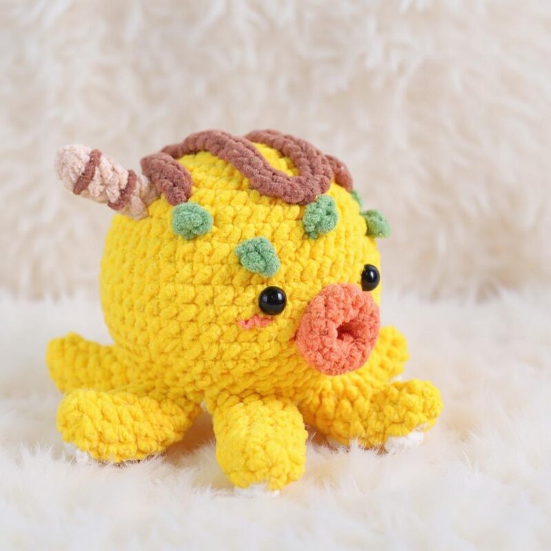 Takoyaki Amigurumi Crochet Pattern - Kawaii DIY Stuffed Food Toy - Instant Download PDF - Image 3