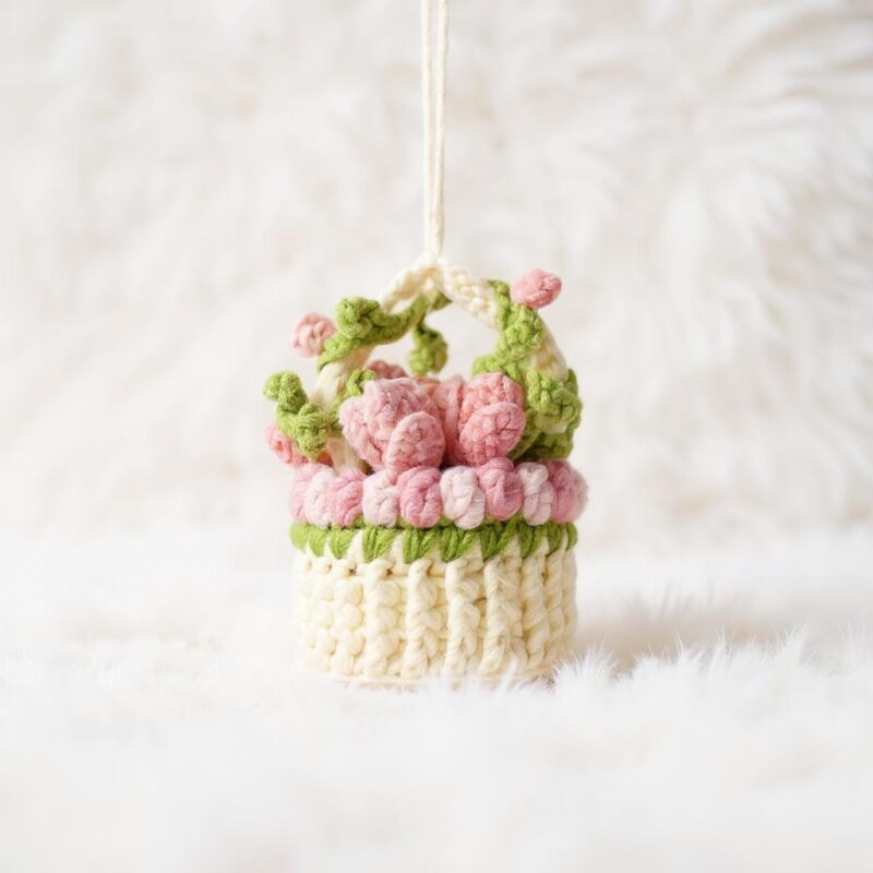 Tulip Flower Basket Amigurumi Crochet Pattern - Charming DIY Home Decor - Instant Download PDF - Image 2