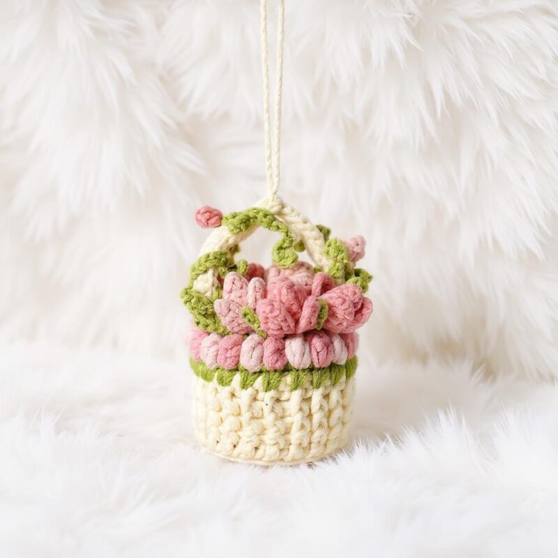 Tulip Flower Basket Amigurumi Crochet Pattern - Charming DIY Home Decor - Instant Download PDF - Image 3
