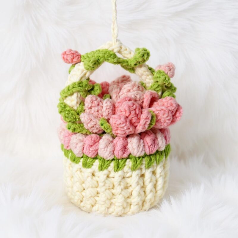 Tulip Flower Basket Amigurumi Crochet Pattern - Charming DIY Home Decor - Instant Download PDF - Image 5