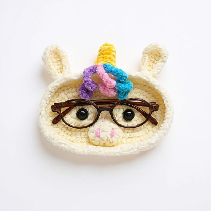 Unicorn Eyeglasses Holder Amigurumi Crochet Pattern - Whimsical - DIY Desk Accessory - Instant Download PDF