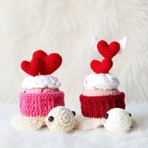 Valentine Cupcake Turtle Amigurumi Crochet Pattern - Sweet DIY Stuffed Animal Toy - Instant Download PDF