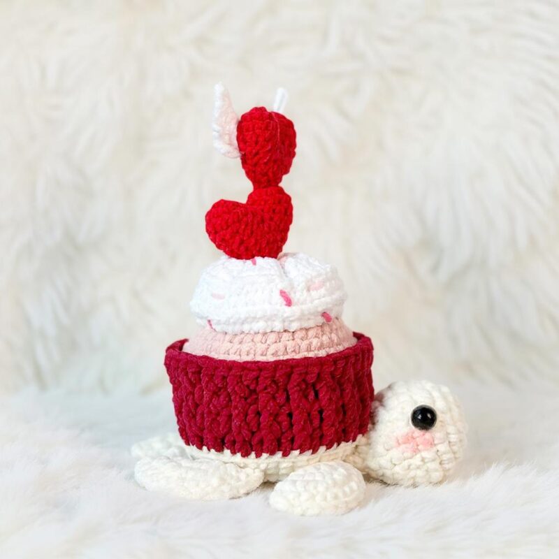 Valentine Cupcake Turtle Amigurumi Crochet Pattern - Sweet DIY Stuffed Animal Toy - Instant Download PDF - Image 3