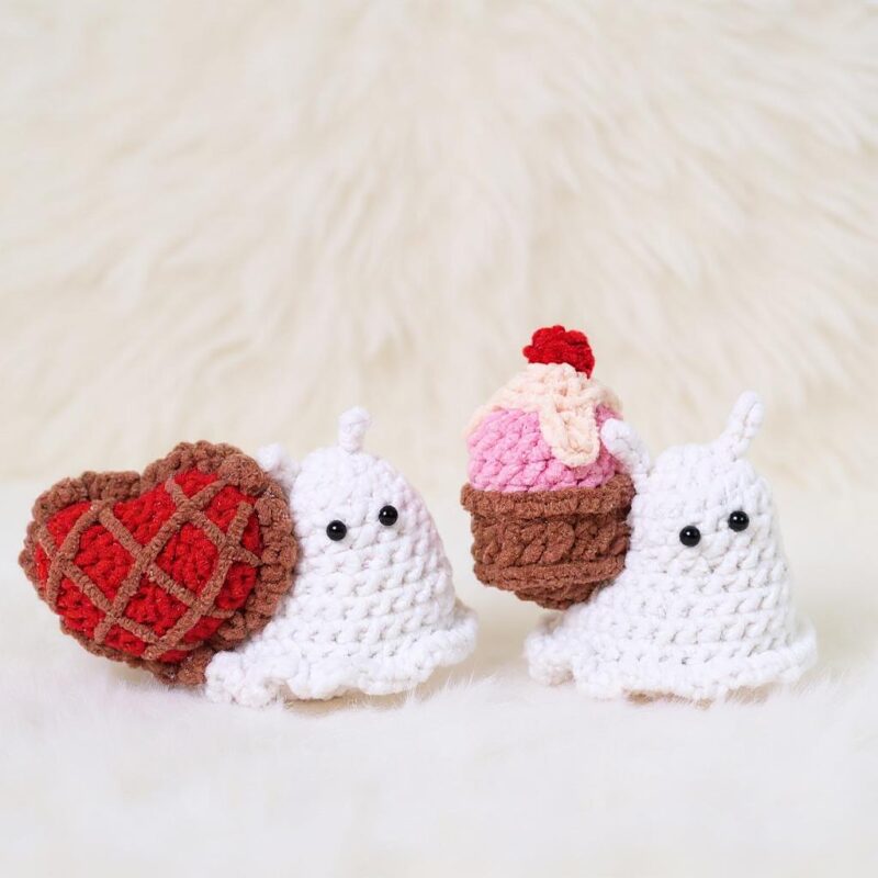 Valentine Pastry Snails Amigurumi Crochet Pattern Bundle - Sweet DIY Stuffed Animal Toys - Instant Download PDF
