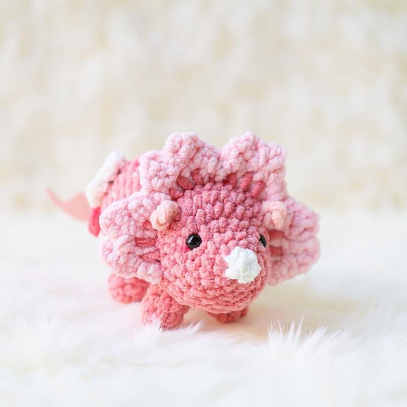 Valentine Triceratops Amigurumi Crochet Pattern - Adorable DIY Stuffed Dinosaur Toy - Instant Download PDF