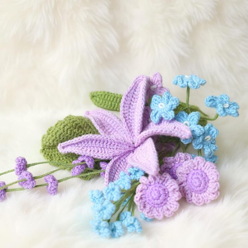 Violet Serenity Bouquet Crochet Pattern - Beautiful Amigurumi Flowers - DIY Handmade Gift & Home Decor - Instant Download PDF - Image 5