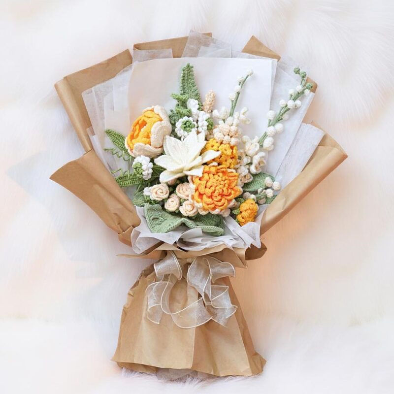Warm Glow Flower Bouquet Amigurumi Crochet Pattern - Whimsical DIY Flower Arrangement - Instant Download PDF