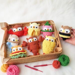 Whimsical Feast Owls Amigurumi Crochet Pattern Bundle - Adorable DIY Stuffed Animal Toys - Instant Download PDF