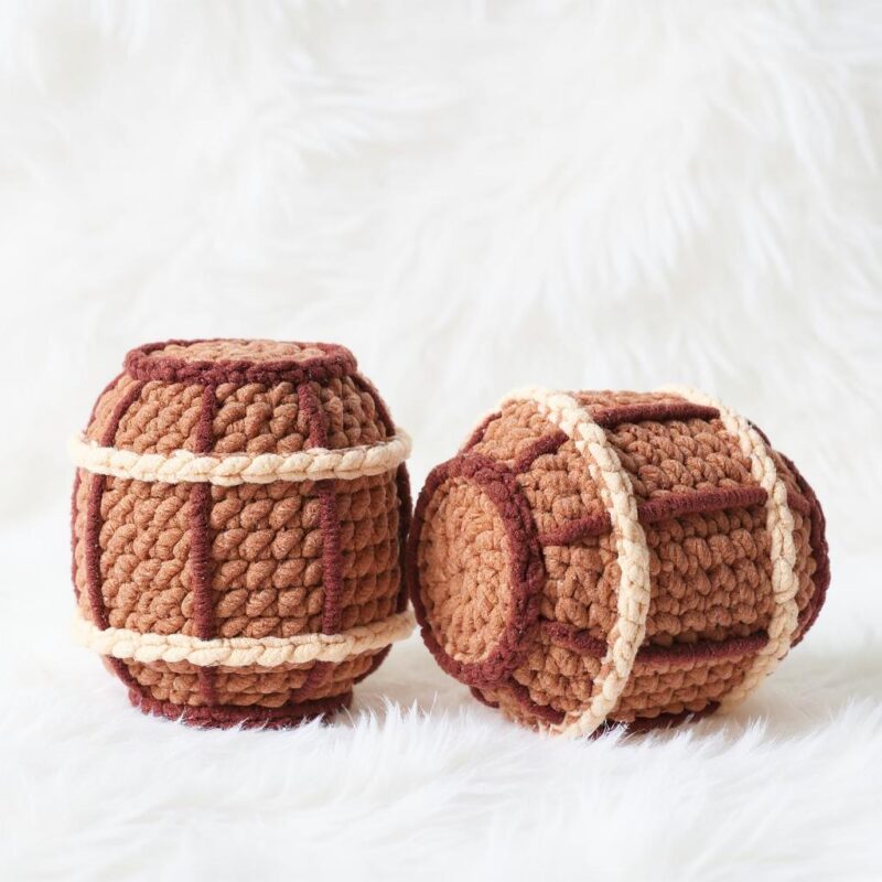 Wooden Barrel Amigurumi Crochet Pattern - Rustic DIY Plush Prop - Instant Download PDF