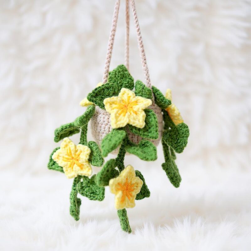 Hanging Flower Basket Amigurumi Crochet Pattern - Cute DIY Car Charm - Instant Download PDF - Image 3