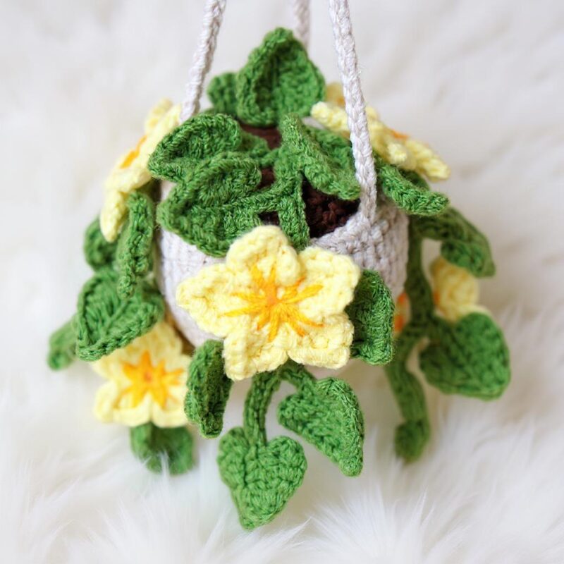 Hanging Flower Basket Amigurumi Crochet Pattern - Cute DIY Car Charm - Instant Download PDF - Image 4